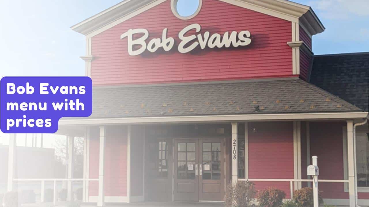 Bob Evans menu with prices